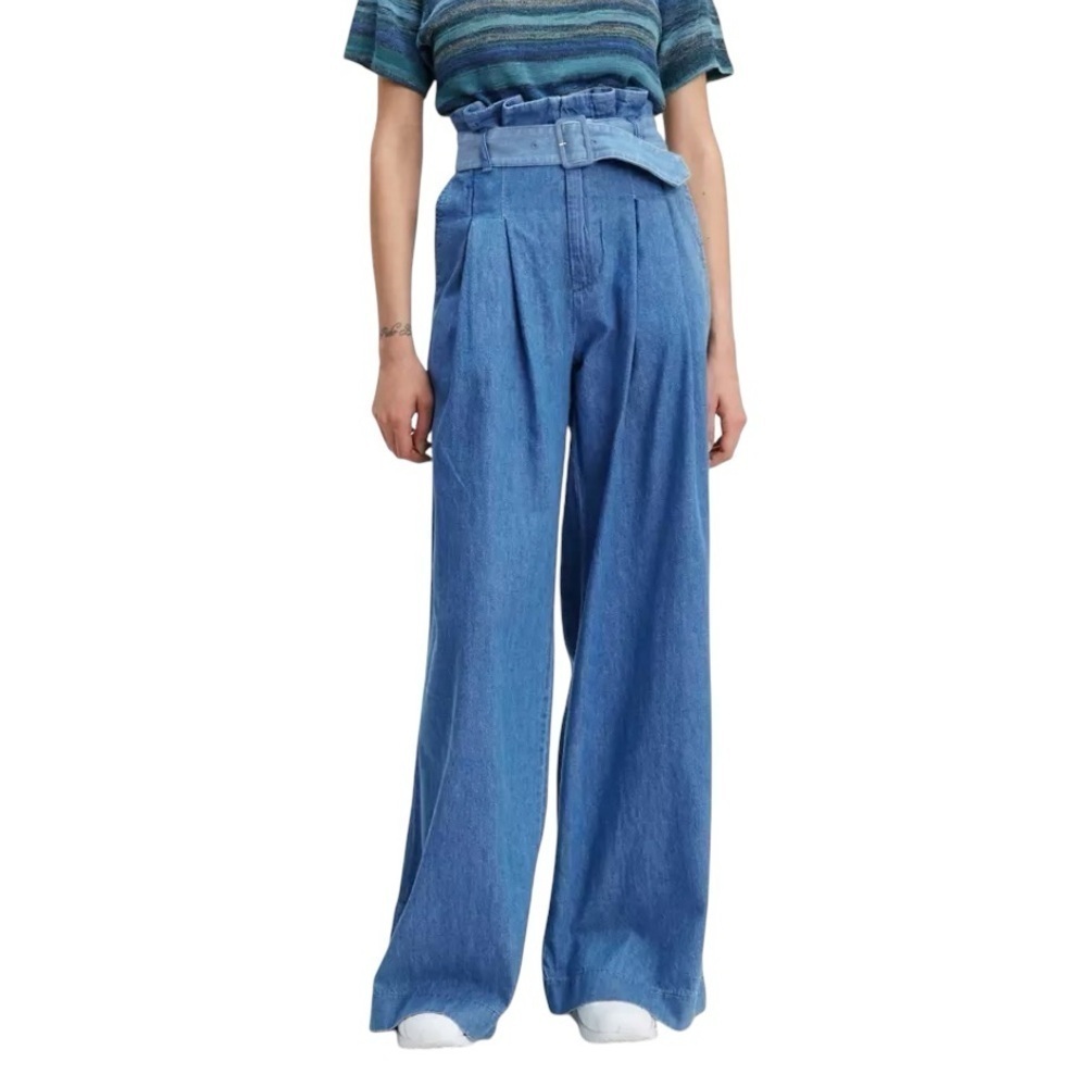 LEVI'S MADE‎ & CRAFTED Scout Wide Leg Belted Paper Bag Denim Pant